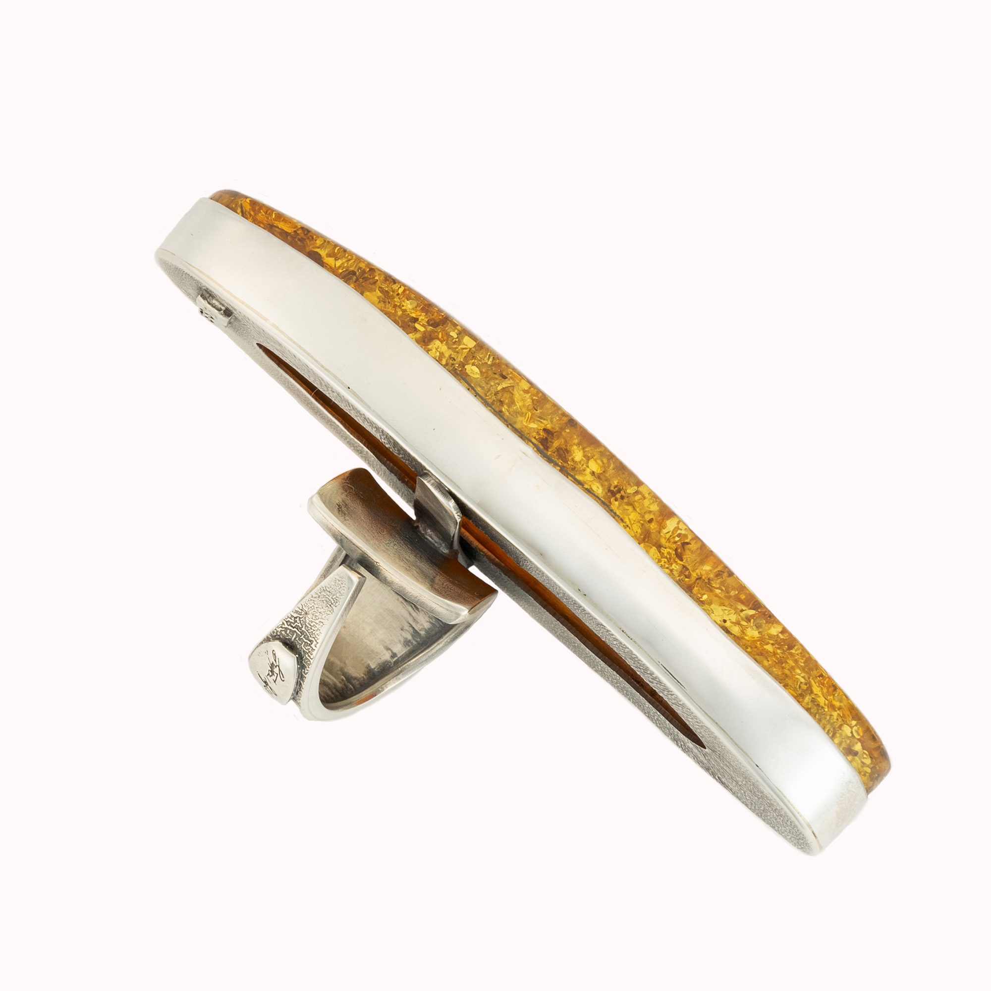 Sterling Silver and Baltic Amber Golden Ring 4